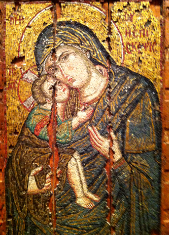 A typical Byzantine icon depicting Jesus and the Virgin Mary. (Photograph by James Conaway)
