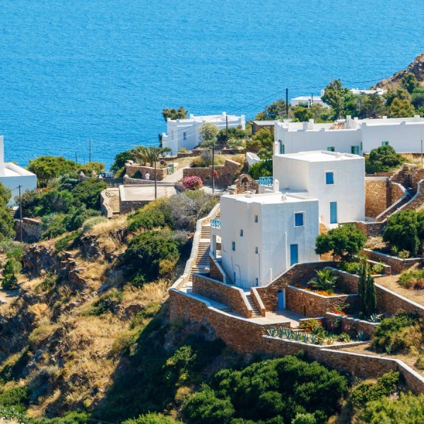 Hillside houses on the island of Ios, on the ASIT 4 day Athens, Greek islands & Turkey cruise