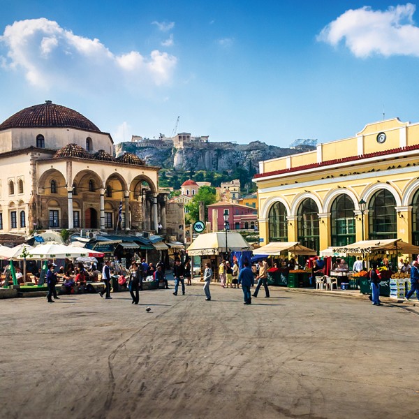 Athens’ Monastiraki square flea market is worth a visit on an ASIT tour package vacation in Greece